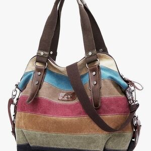 Striped Canvas Purse Handbag